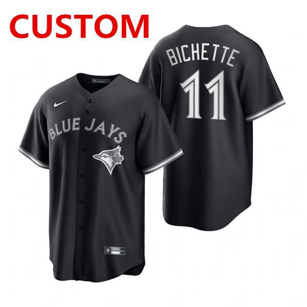 Mens Toronto Blue Jays Custom Black Stitched MLB Cool Base Nike Jersey->customized mlb jersey->Custom Jersey